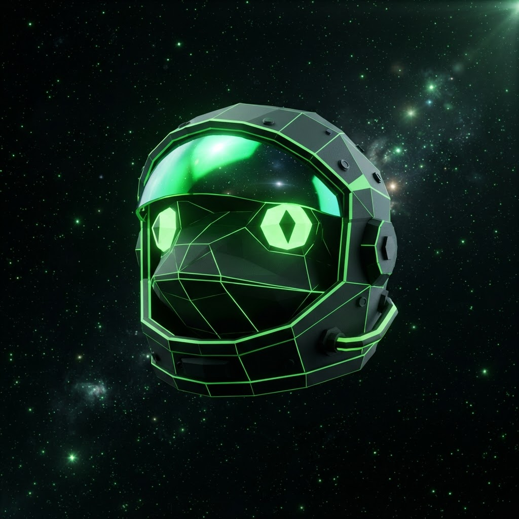 Low-poly toad in a space helmet